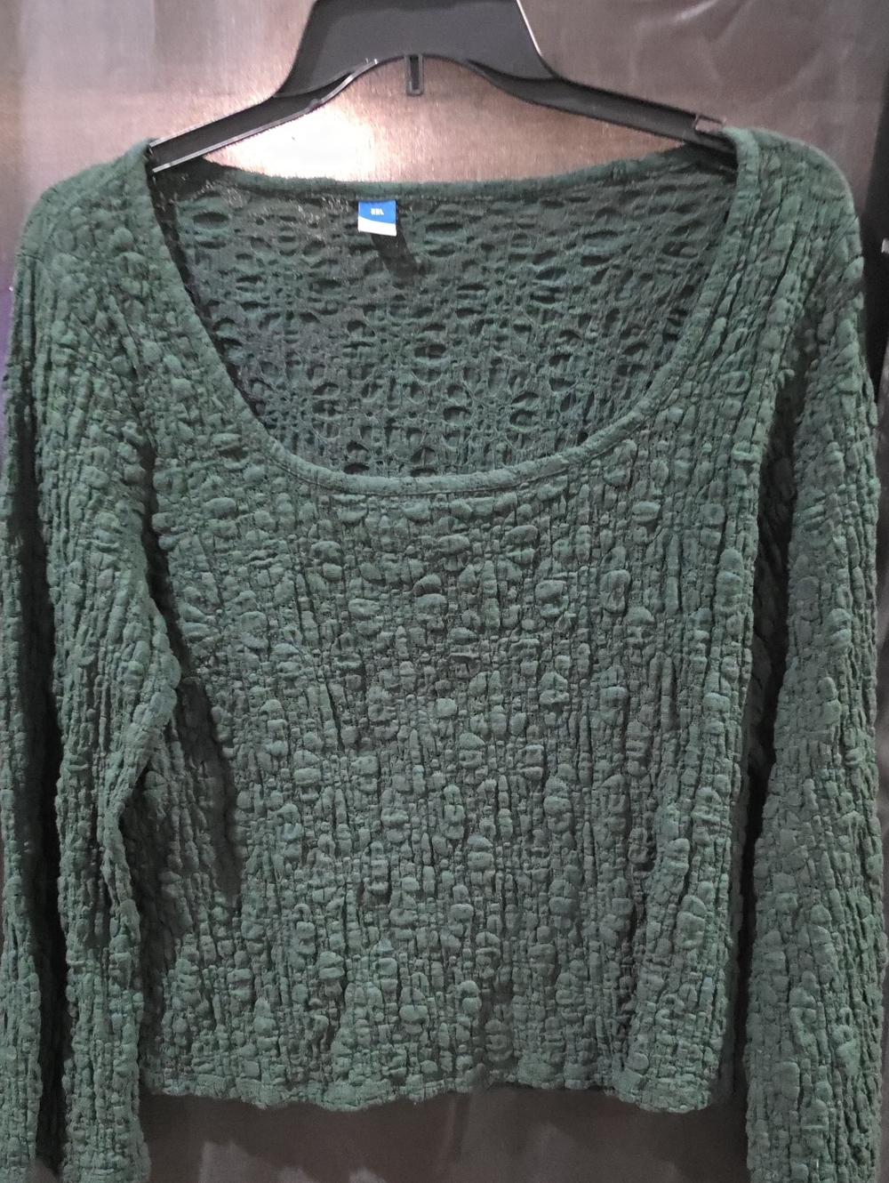 Women's Textured Scoop Neck Top - Forest Green